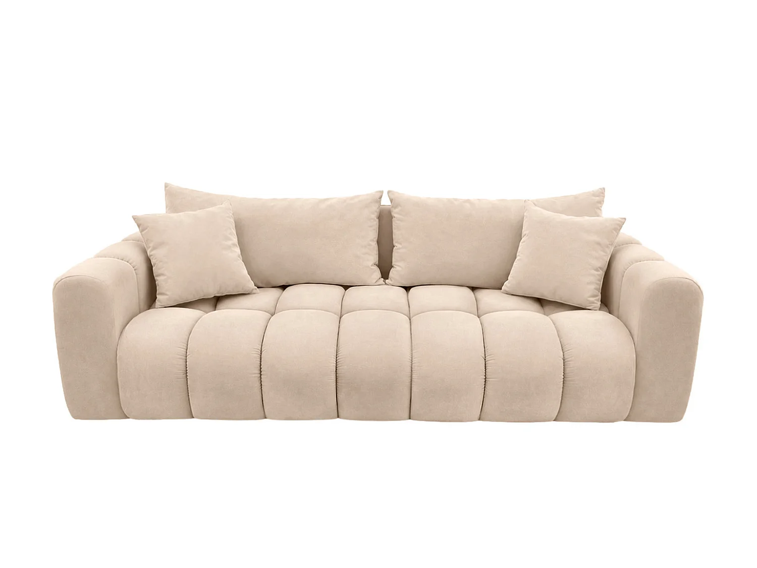Sofa z funkcją spania i pojemnikiem, tkanina welurowa Bluvel, Kremowy, COSMOPOLITAN