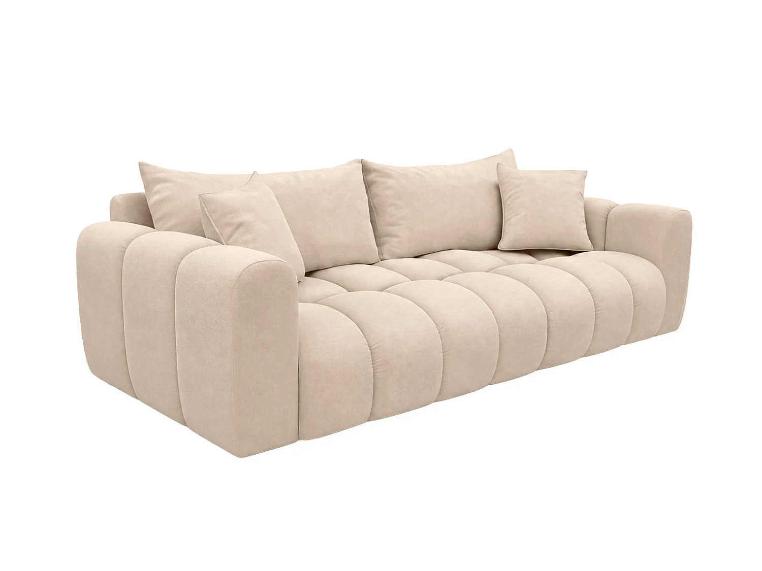Sofa z funkcją spania i pojemnikiem, tkanina welurowa Bluvel, Kremowy, COSMOPOLITAN