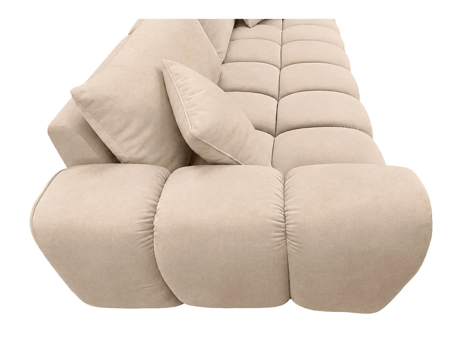 Sofa z funkcją spania i pojemnikiem, tkanina welurowa Bluvel, Kremowy, COSMOPOLITAN