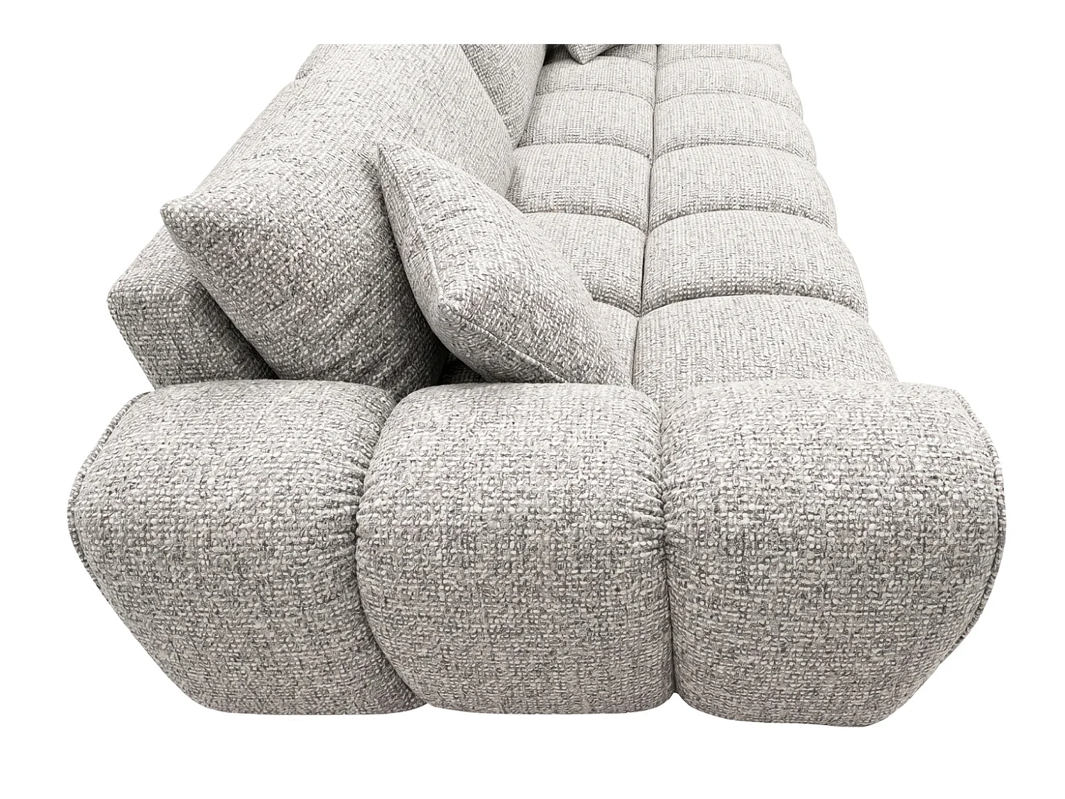 Sofa z funkcją spania i pojemnikiem, tkanina szenilowa Puente, Jasnoszary, COSMOPOLITAN