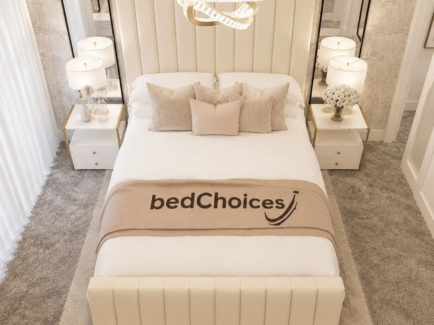 Kensington Luxury Panelled Ottoman Bed Frame with Gas Lift Storage (Cream) - 135 x 200 cm