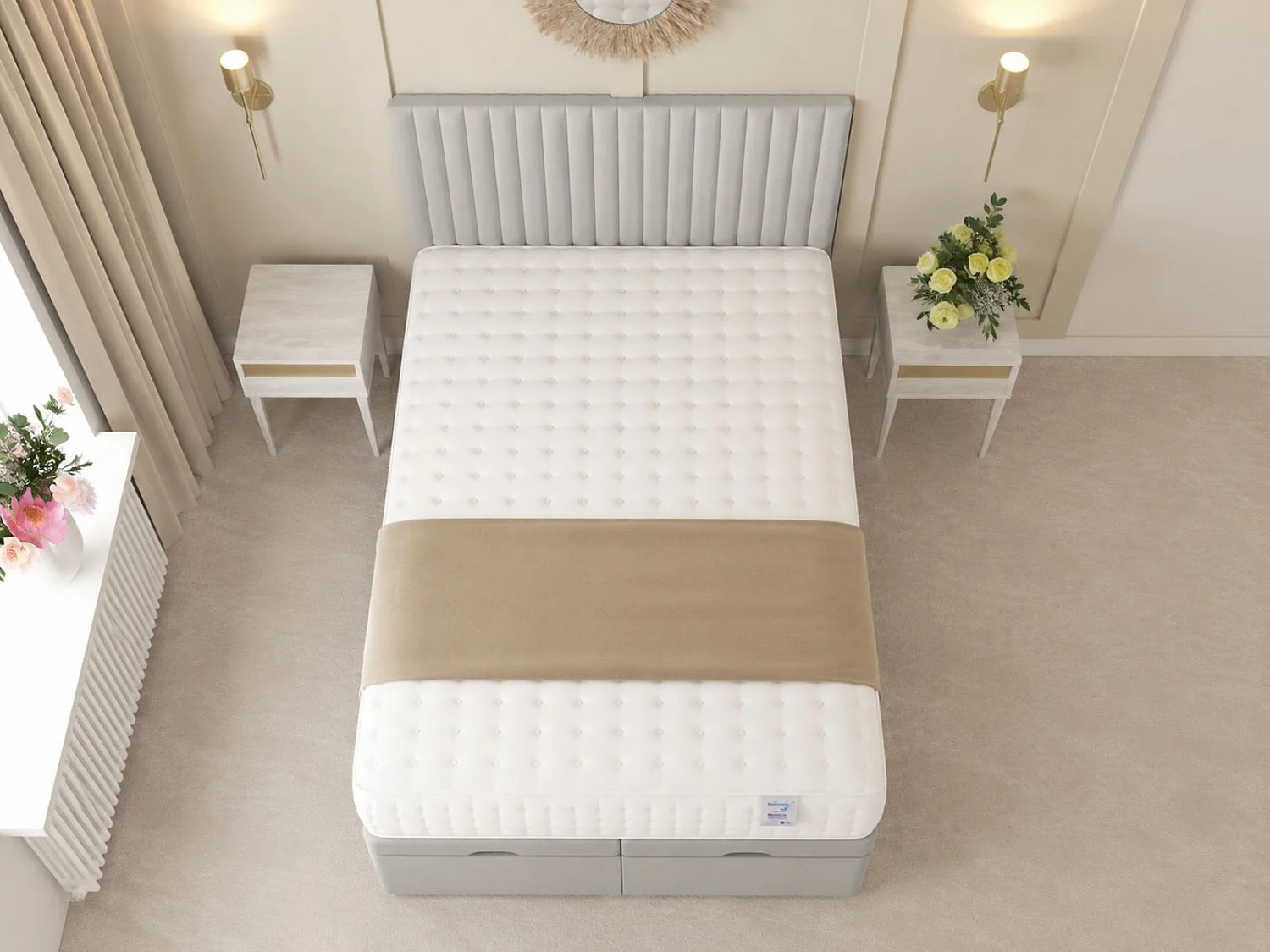 Khloe Ottoman Upholstered Divan Bed with 54" Headboard (Silver) - 135 x 190 cm