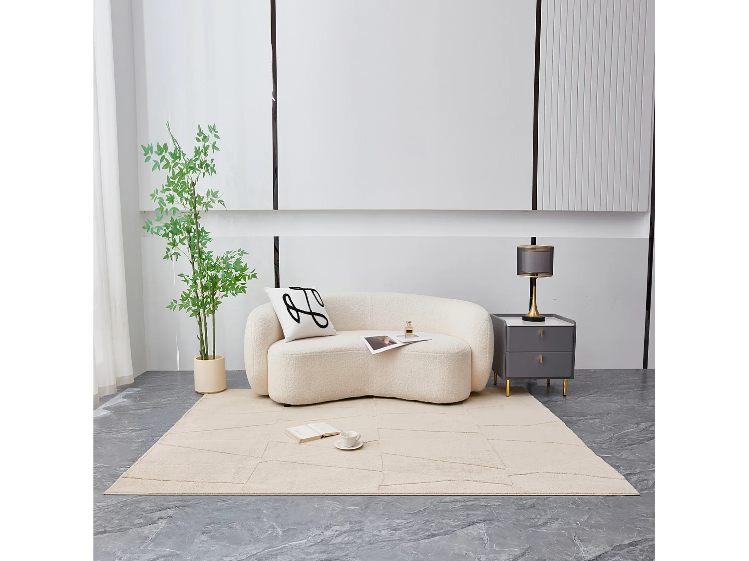 Velvet Serenity Washable Rug - Cream 200x240cm