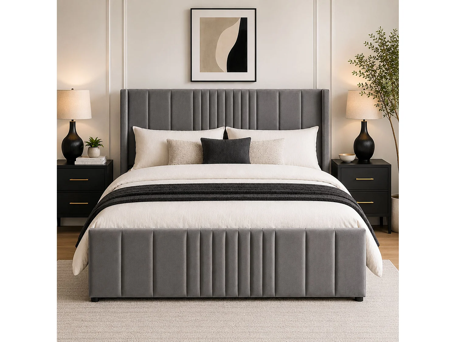 Langford Upholstered Ottoman Storage Bed - Superking Grey