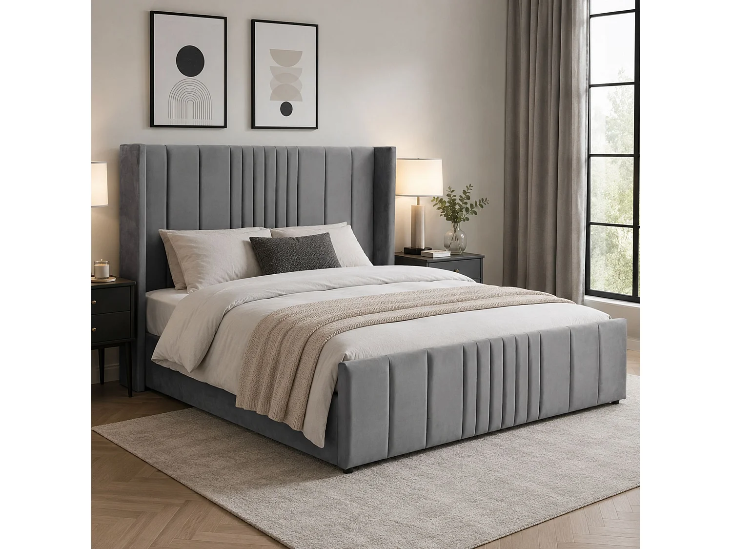 Langford Upholstered Ottoman Storage Bed - Superking Grey