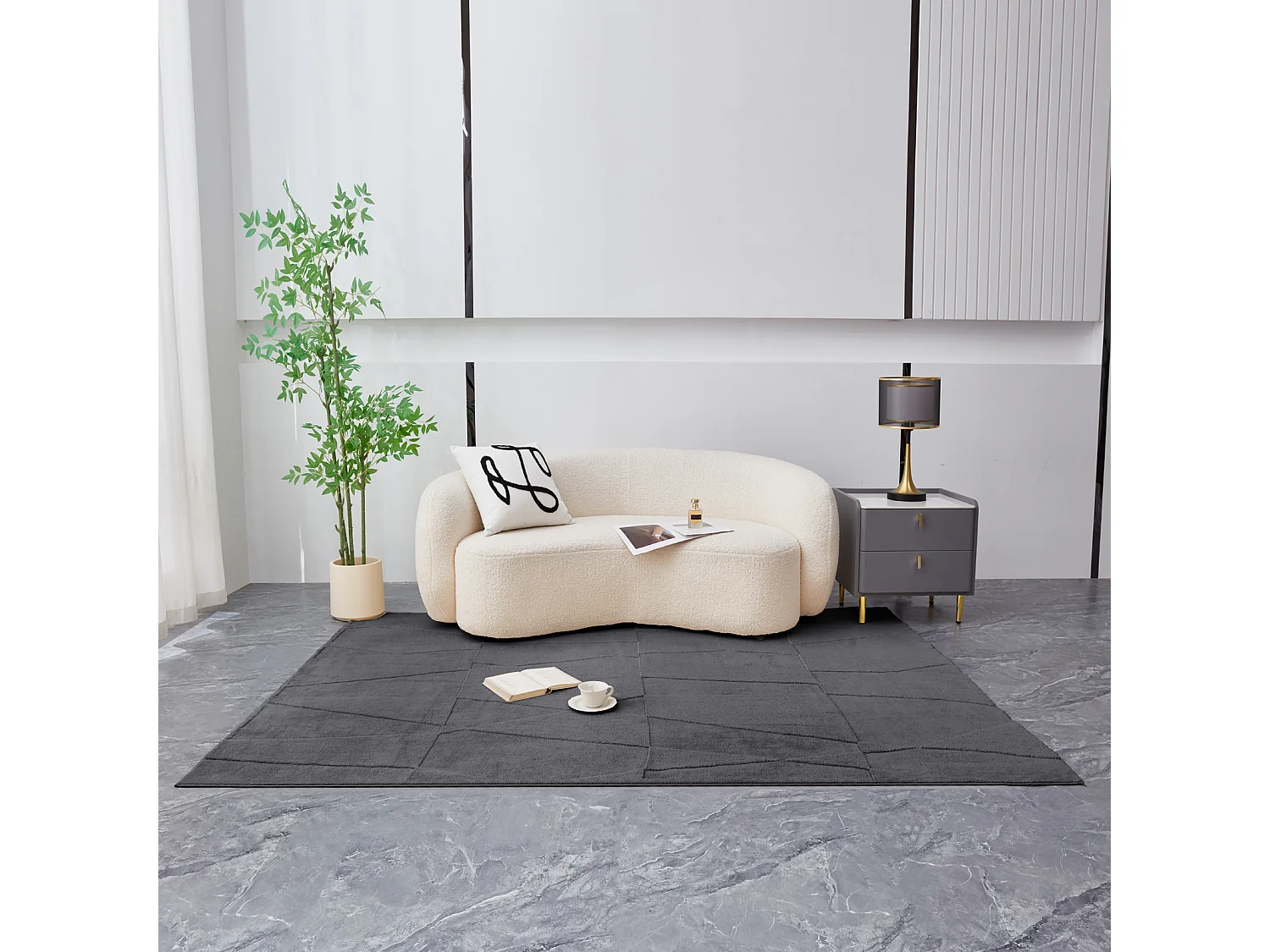 Velvet Serenity Washable Rug - Grey 80x150cm