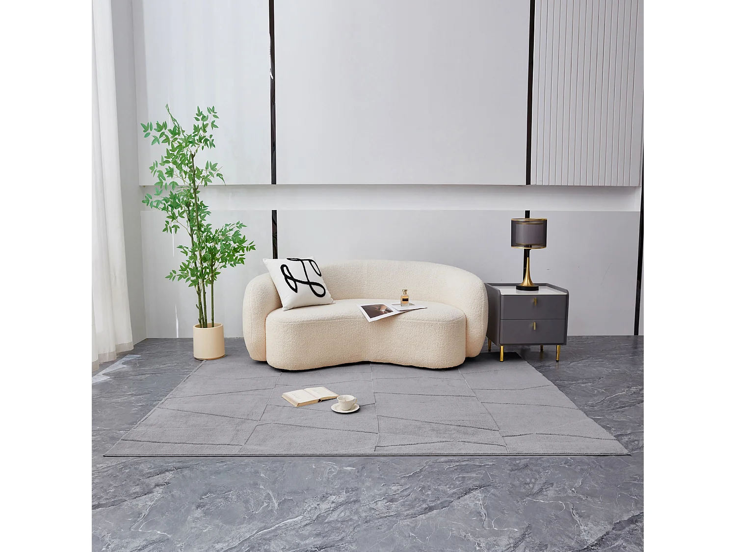 Velvet Serenity Washable Rug - Silver 200x240cm