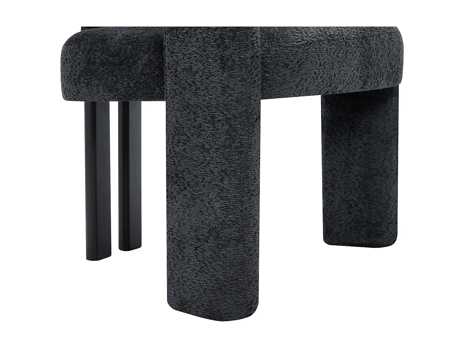 Lot de 2 chaises avec accoudoirs en tissu bouclette et bois d'hévéa noir - Anthracite foncé - NORETI