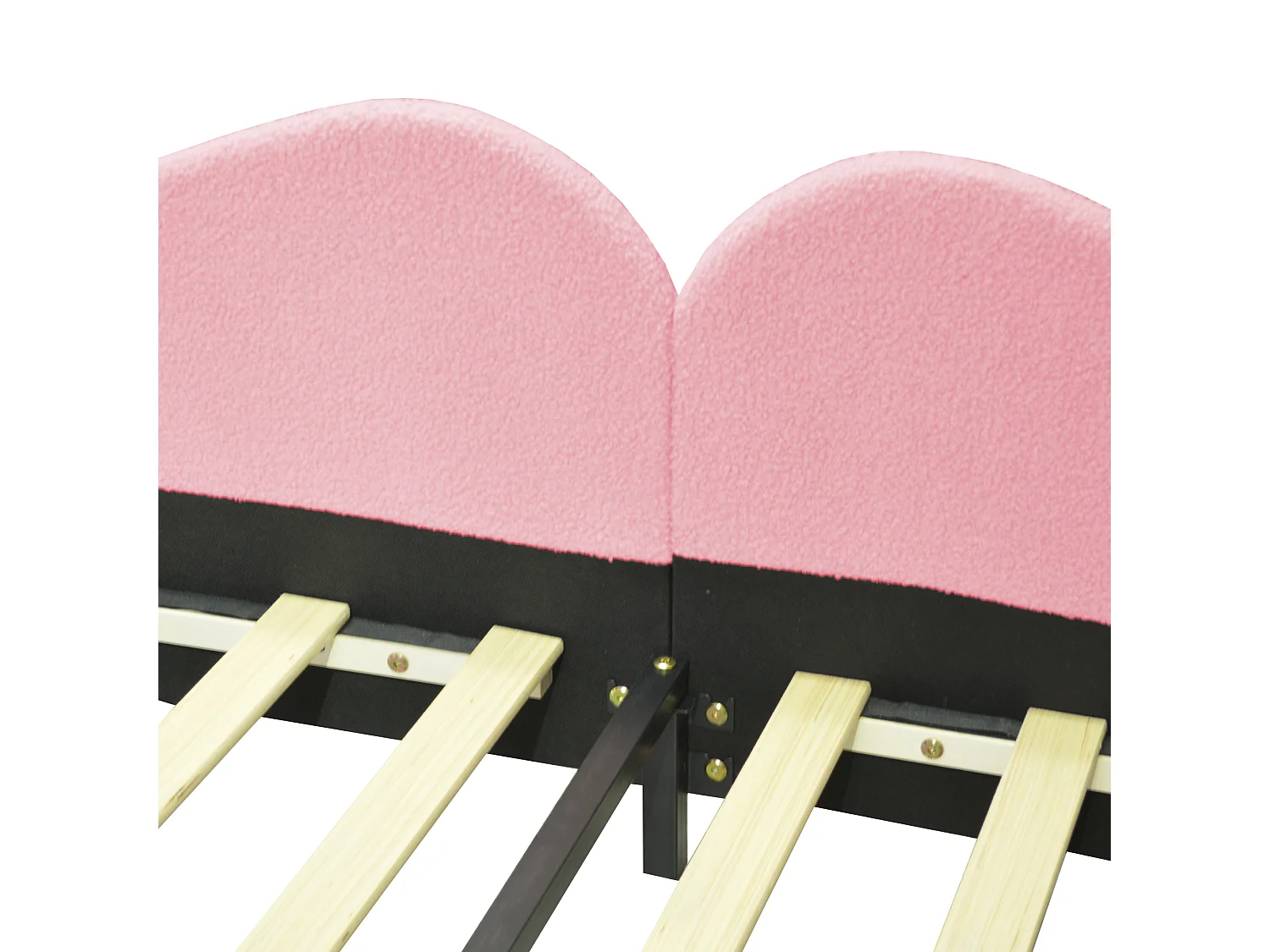 Lit enfants 90 x 200 cm - Canapé-lit convertible - En tissu Teddy - Sommier 12 lattes, charge 120 kg - Sans matelas - Rose