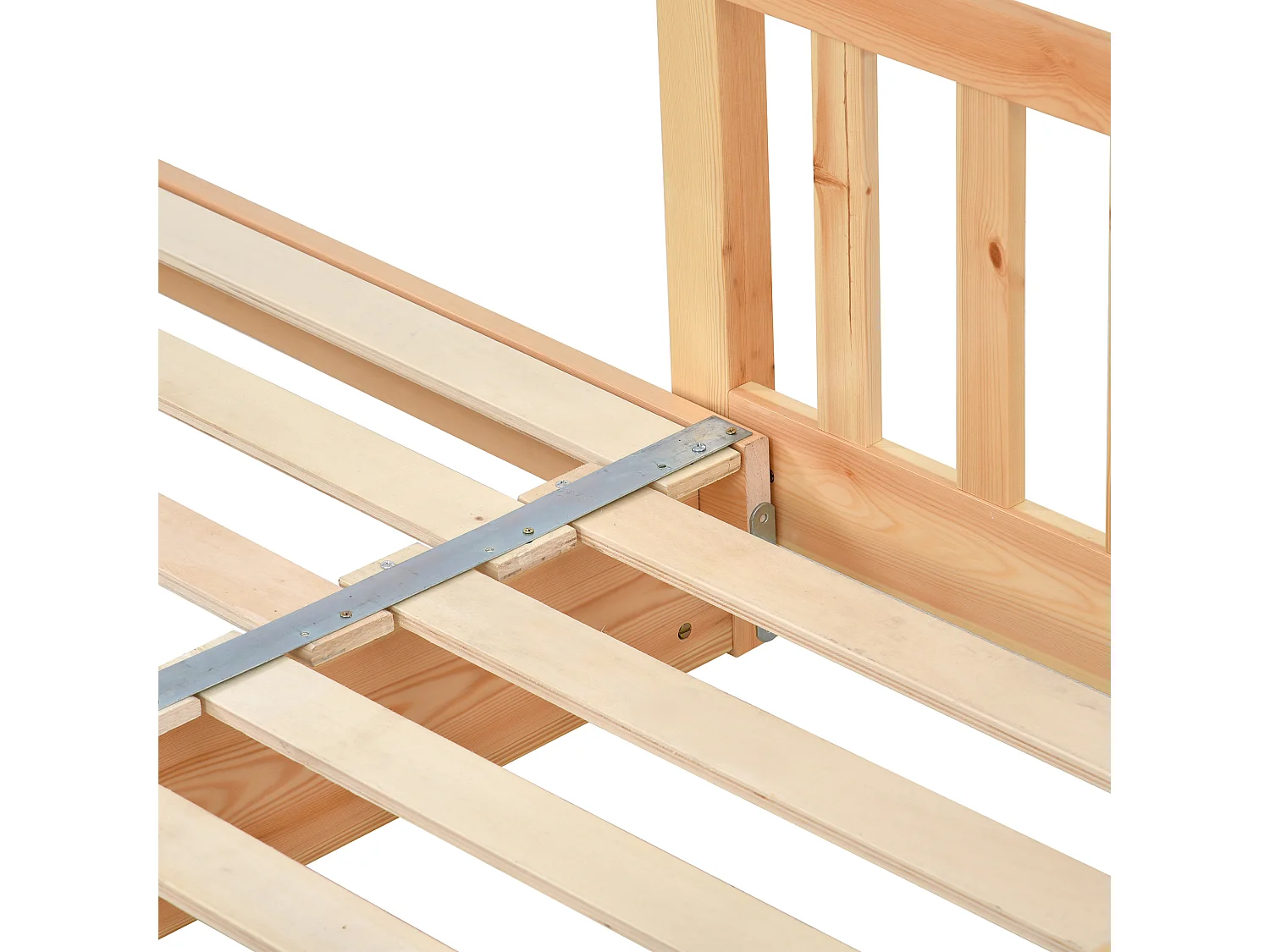 Lit Enfants 90 x 200 cm / 180 x 200 cm - Lit Maison Extensible - En Bois Massif Pin - Barrière 3 Côtés - Sans Matelas - Naturel