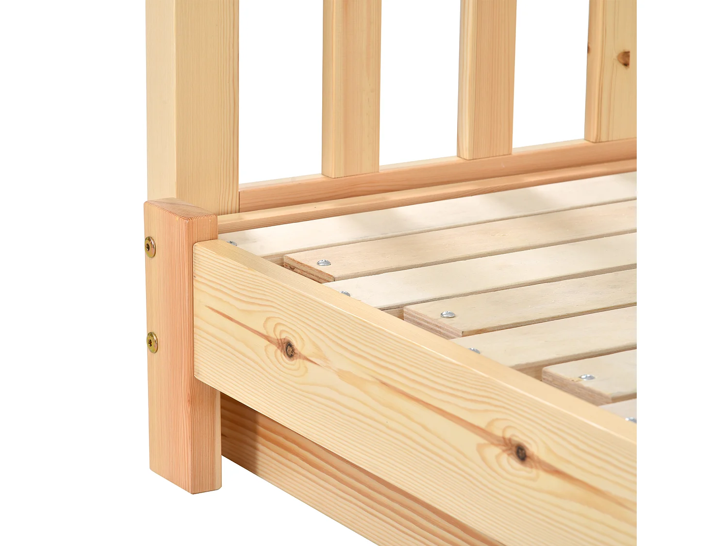 Lit Enfants 90 x 200 cm / 180 x 200 cm - Lit Maison Extensible - En Bois Massif Pin - Barrière 3 Côtés - Sans Matelas - Naturel