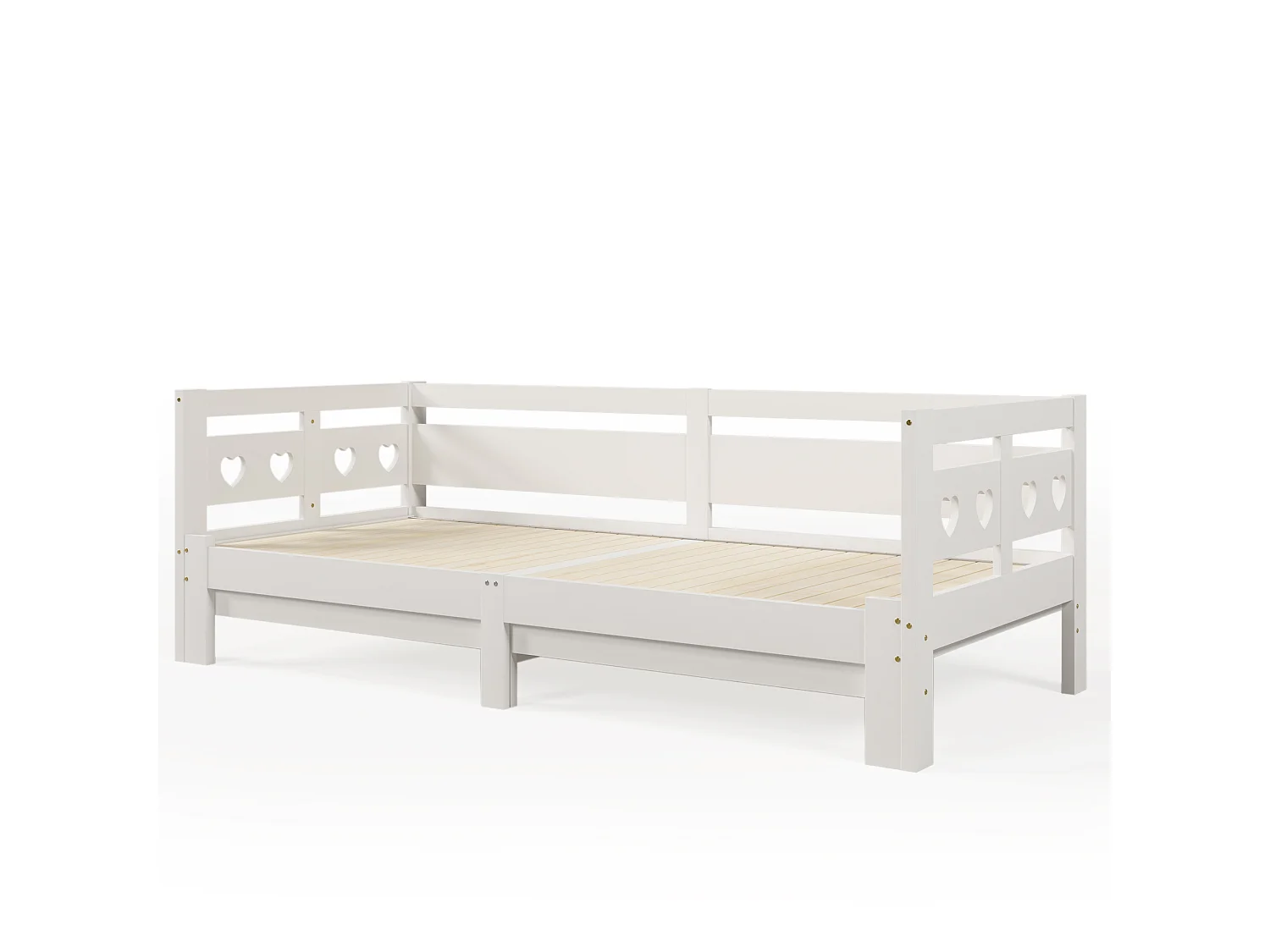 Lit 90 x 200 cm - Lit d'appoint extensible Avec 2 Couchages Et Rangement Sous Lit 17.6 cm - En Pin Massif + MDF - Sans Matelas - Blanc