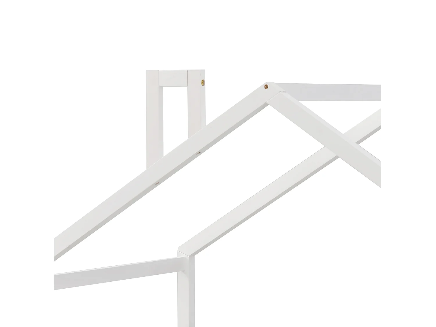 Lit Enfants 90 x 200 cm - Maison En Bois Massif - Avec Sommier 15 Lattes Et Garde-Corps 4 Faces - Sans Matelas - Avec Cheminée - Blanc