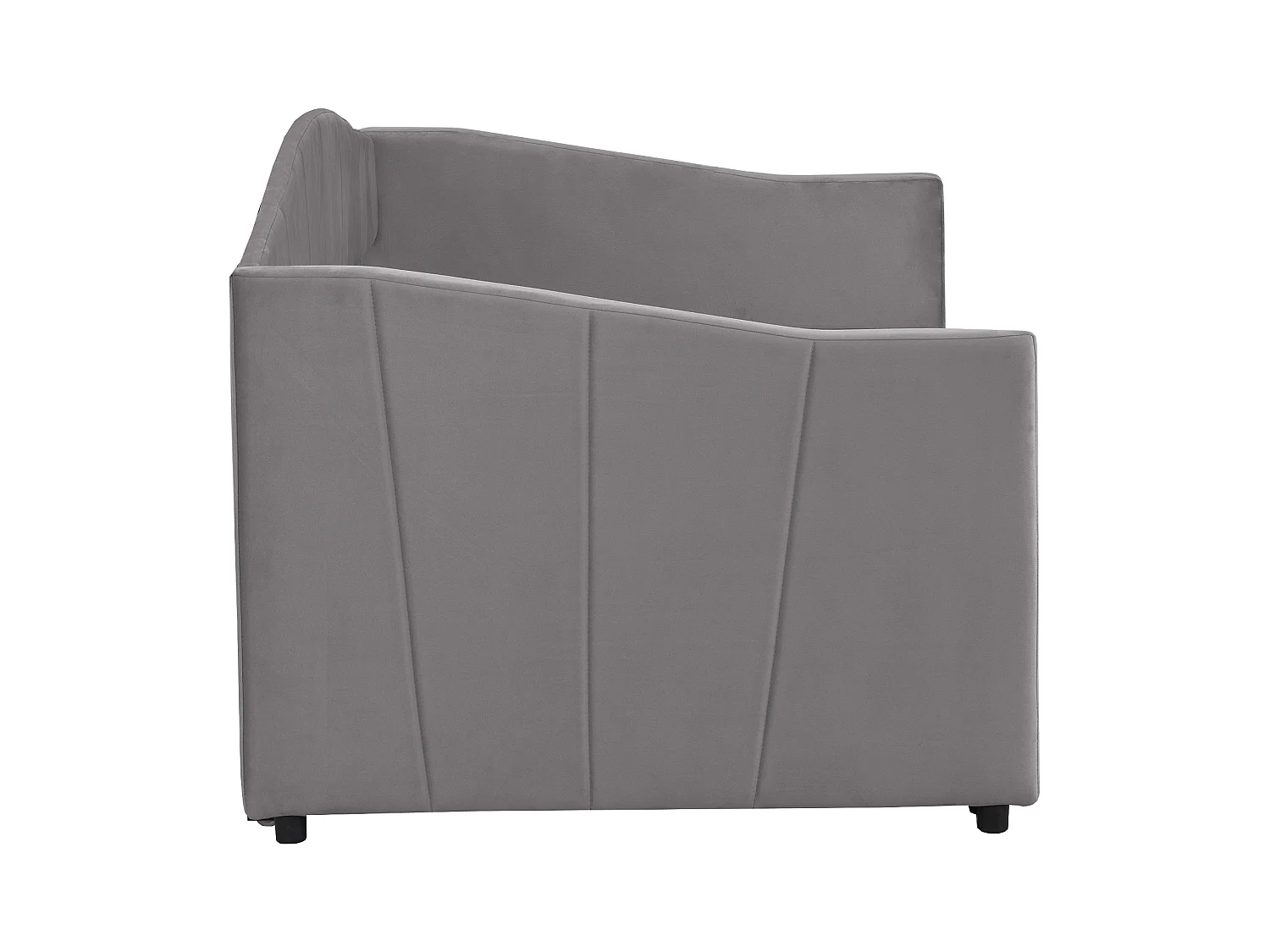Lit 90 x 200 cm - Lit Gigogne Extensible 90/180 x 200 cm - En Tissu Velours Avec Sommier À Lattes - Design Fonctionnel - Gris - Sans Matelas