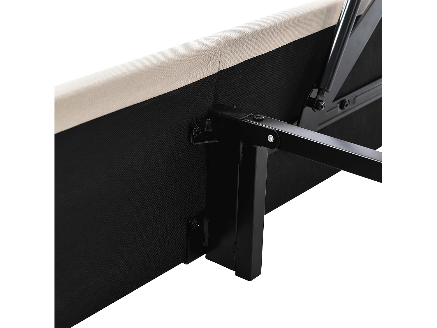 Lit adulte 90 x 200 cm - Lit coffre à sommier lattes - En tissu lin - LED RGB + USB/Type-C - Beige Sans matelas
