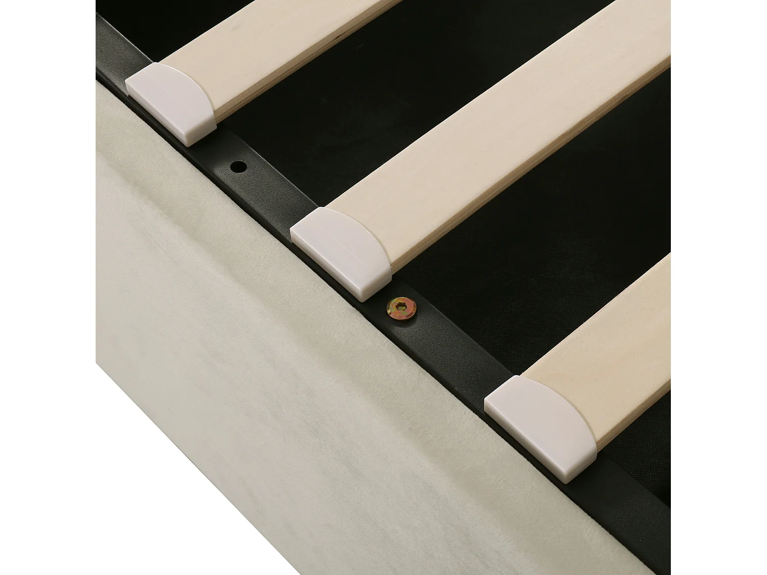 Lit 140 x 190 cm - Lit Rembourré Fonctionnel Avec Coffre Et Sommier À Lattes Sans Matelas - En Velours - Style Minimaliste - Beige