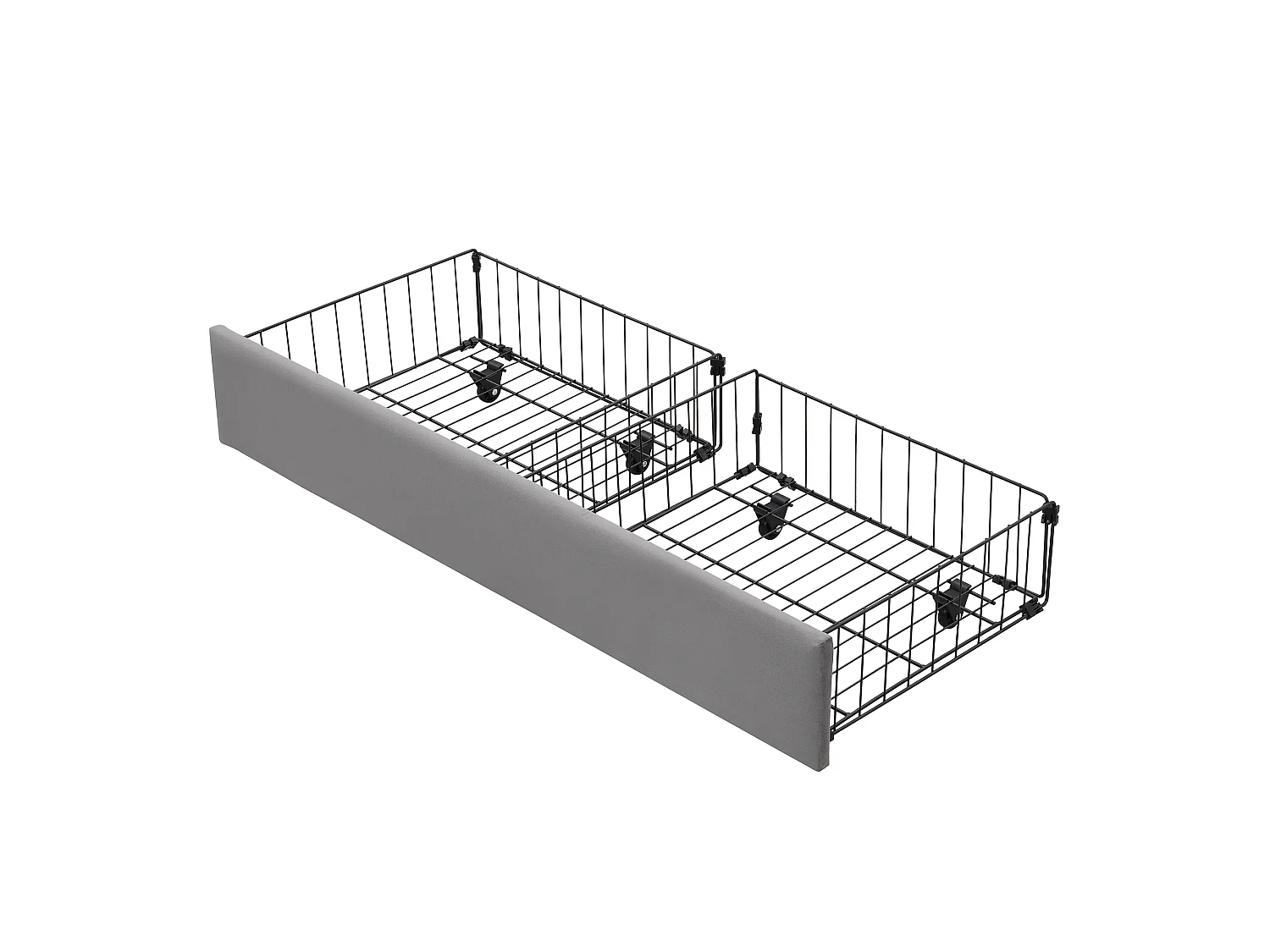 Lit 140 x 190 cm - Lit Rembourré avec Rangement Hydraulique 2 Tiroirs - En Velours - Style Européen - Gris - Sans matelas