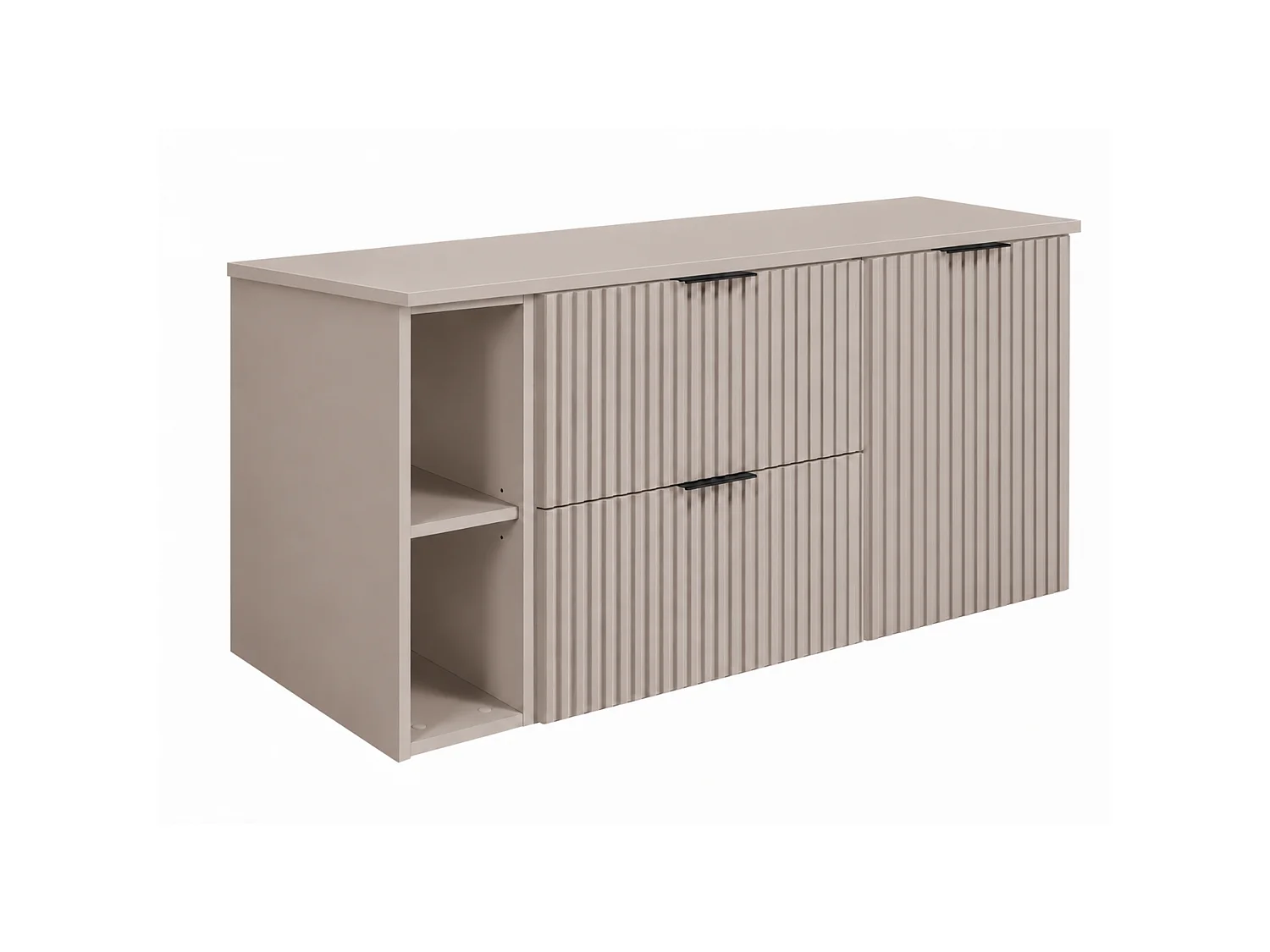 Set di mobili da bagno con cesto portabiancheria, Cachemire / Maniglie Nere, 120 x 57 x 46 cm