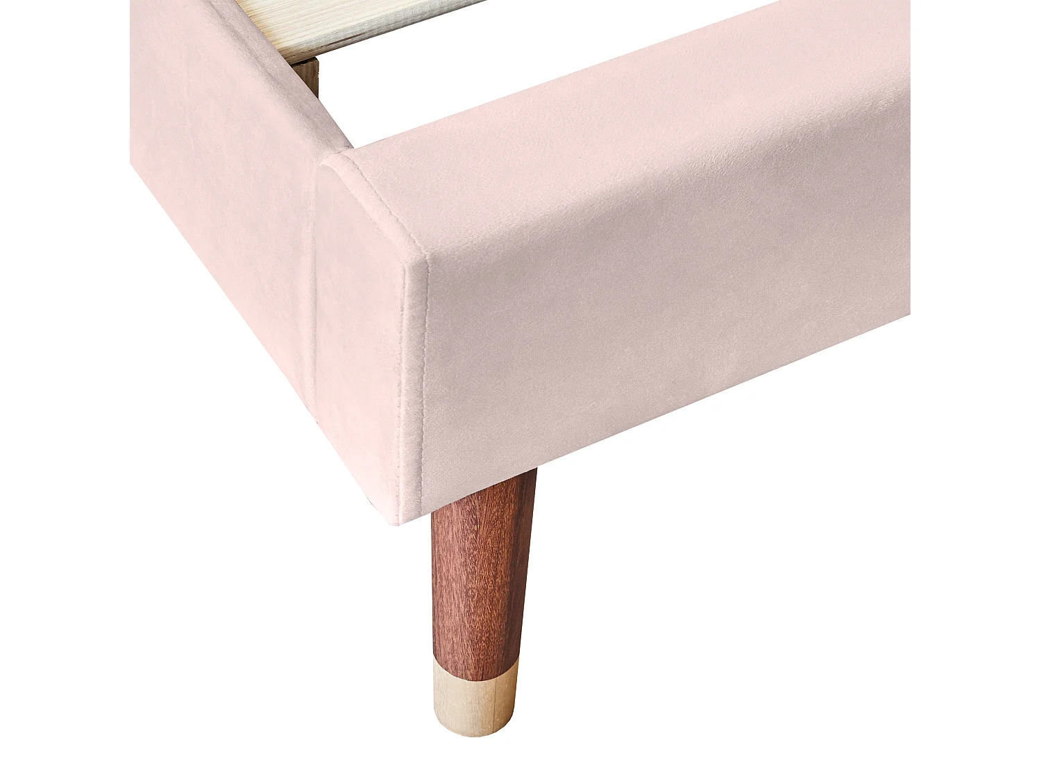 Lit 90 x 200 cm - Lit Simple Rembourré avec Sommier à Lattes Bois et Tête Rembourrée - en Velours - Moderne - Rose - sans Matelas