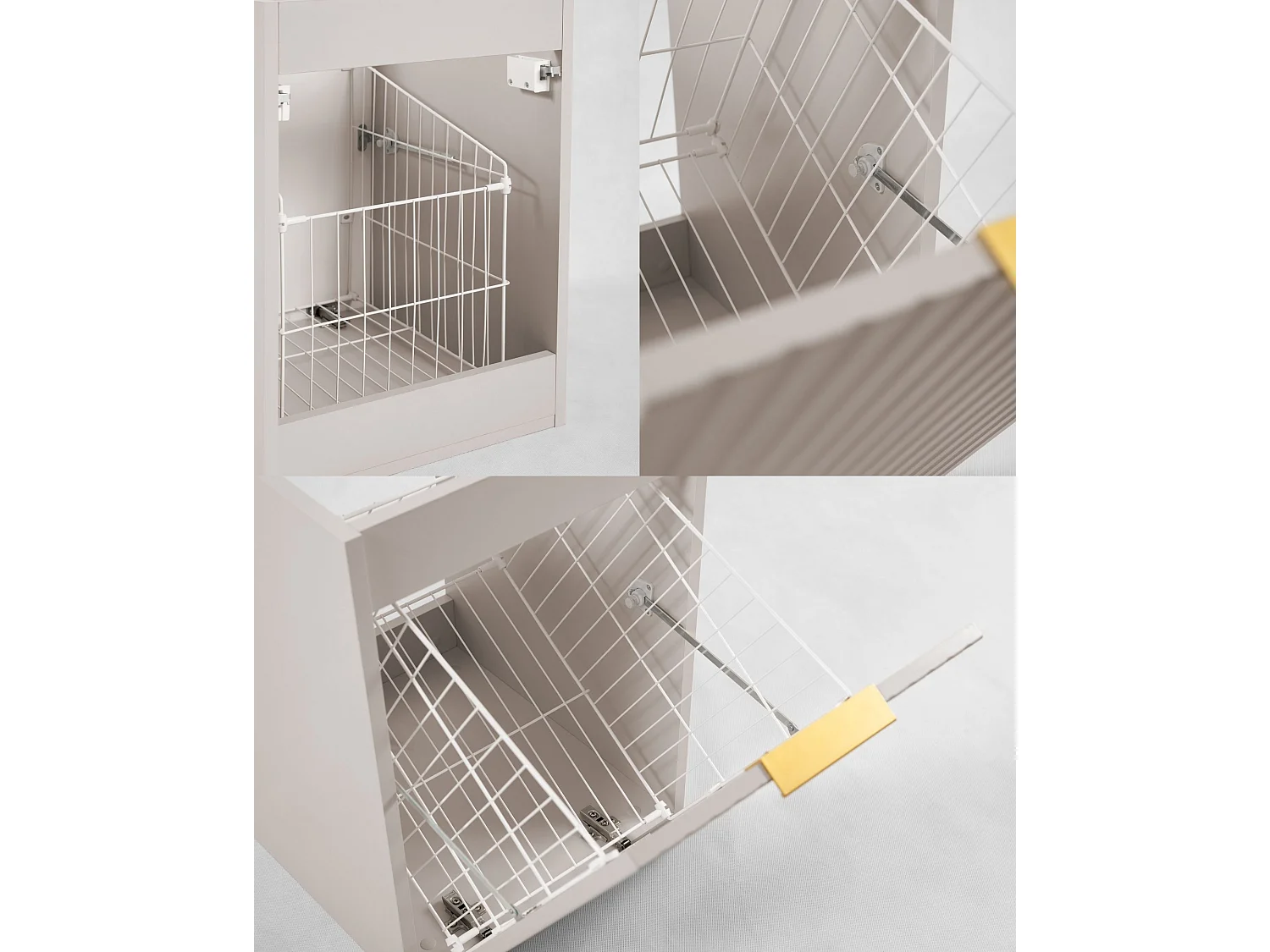 Conjunto de muebles de baño con cesto para la ropa, Cachemir / Tiradores Dorados, 140 x 57 x 46 cm