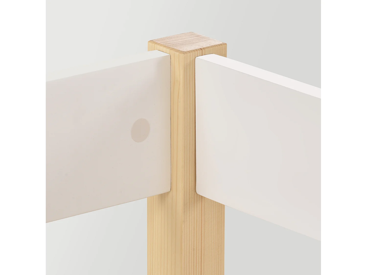 Lit enfants - Lit mi-hauteur 90 x 200 cm - En Bois massif de pin - Tiroirs intégrés, Barrière anti-chute - Sans matelas - Blanc