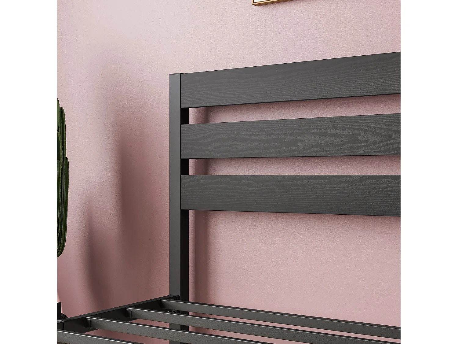 Lit Simple En Métal Noir 90x200 Cm - Lit Ado Moderne Structure Robuste Gain De Place Pour Chambre Sans Matelas