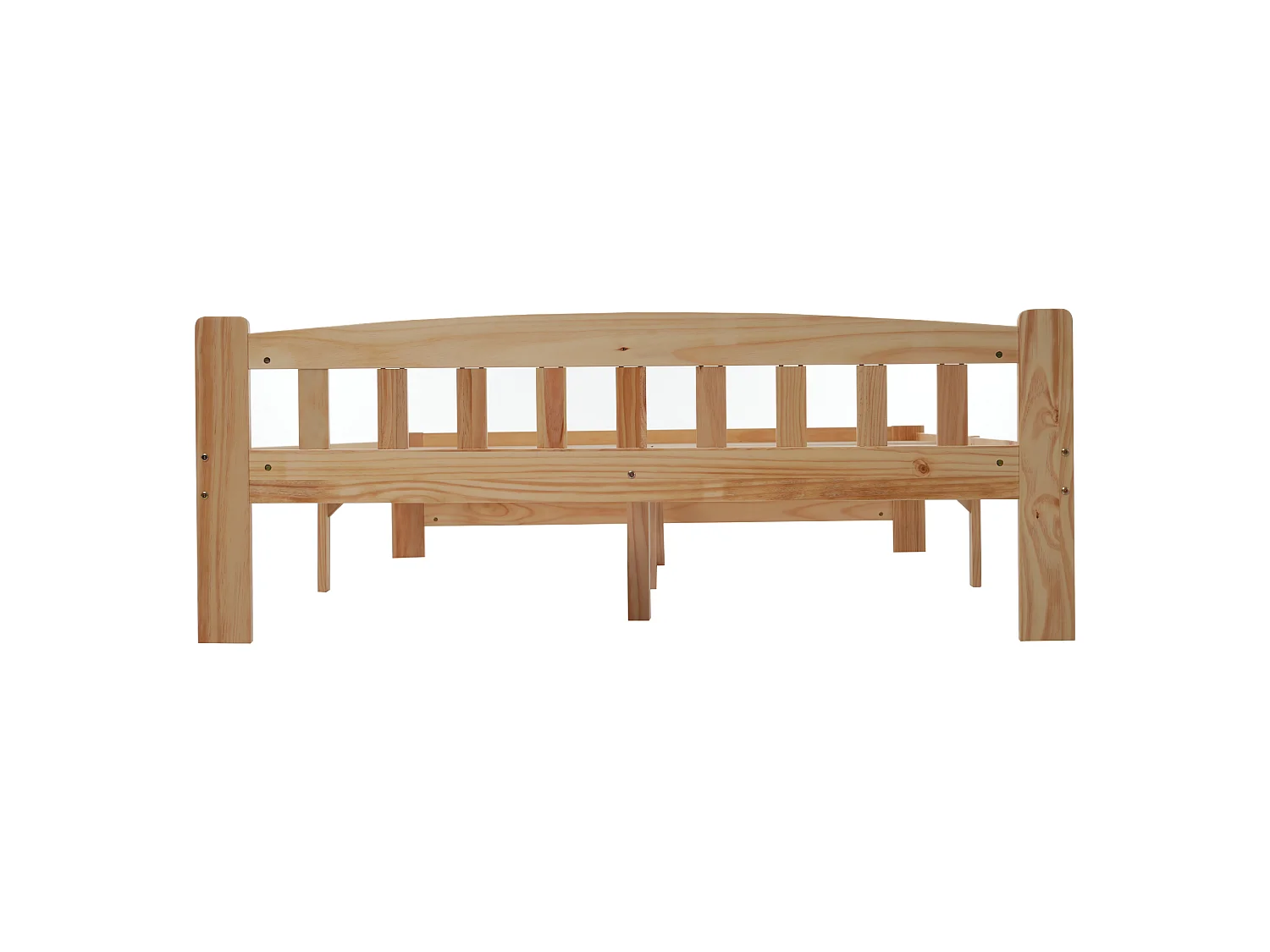 Lit adulte 140 x 200 cm - Lit futon en Pin massif - Sommier 15 lattes et Pied central - Style classique - Naturel - Sans matelas