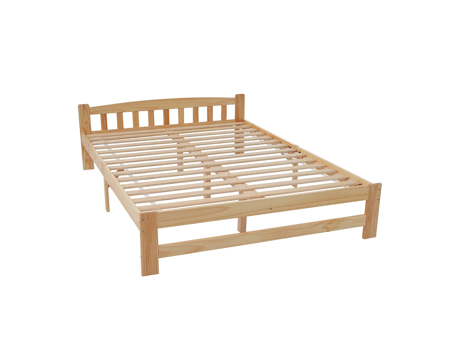Lit adulte 140 x 200 cm - Lit futon en Pin massif - Sommier 15 lattes et Pied central - Style classique - Naturel - Sans matelas