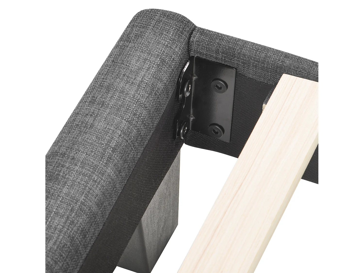 Lit 140 x 200 cm - Lit avec Sommier à Lattes Inclus, Cadre Métallique et Lattes Bois - Charge 200 kg - Sans Matelas - Gris