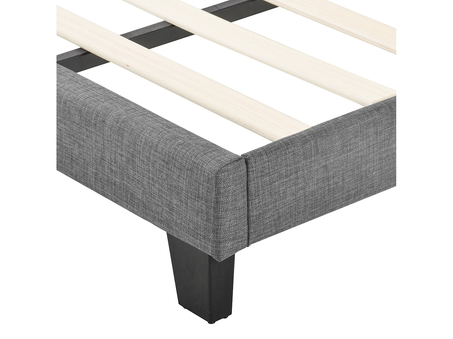 Lit 140 x 200 cm - Lit avec Sommier à Lattes Inclus, Cadre Métallique et Lattes Bois - Charge 200 kg - Sans Matelas - Gris