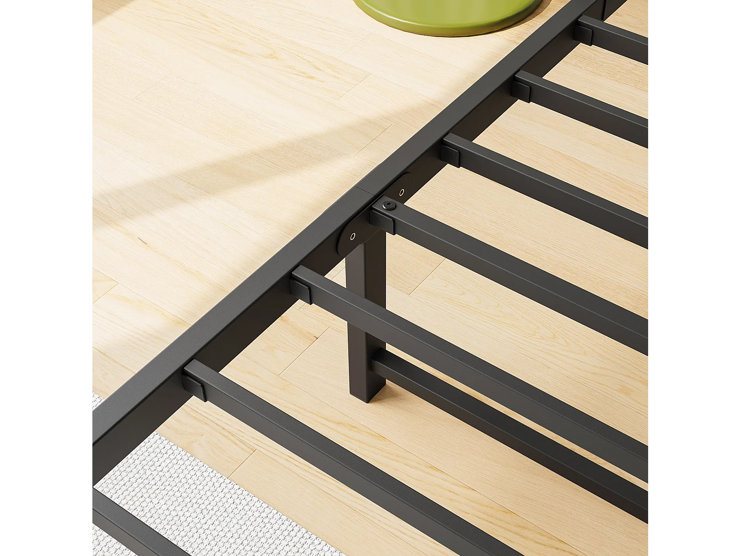 Lit Simple En Métal Noir 90x200 Cm Avec Tête De Lit Capitonnée Et Double Port USB - Cadre Stable Moderne Pour Chambre Ado Sans Matelas