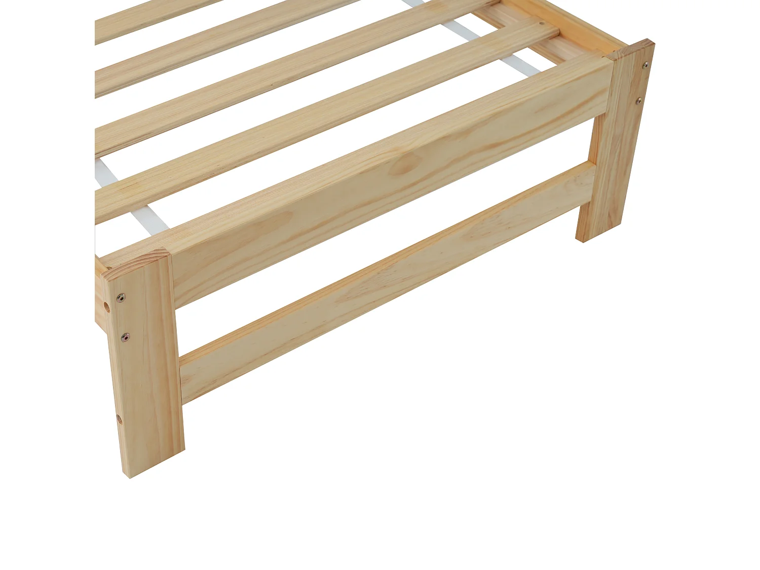 Lit Adulte 90 x 200 cm - Lit Simple Futon En Bois Massif (Pin) - 15 Lattes, Pied Central Et Socle, Sans Matelas - Design Classique - Naturel