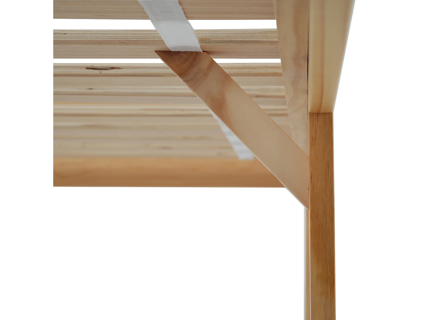 Lit 90x200 cm - Lit Simple En Bois Massif;MDF Avec 15 Lattes Et Pieds Centraux Pour Stabilité - Sans matelas - Design Blanc+Naturel