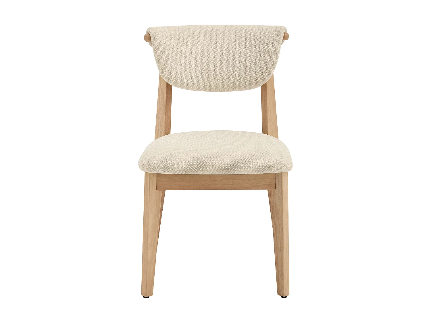Lot de 6 chaises en tissu bouclette et bois d'hévéa - Crème - GABIEL