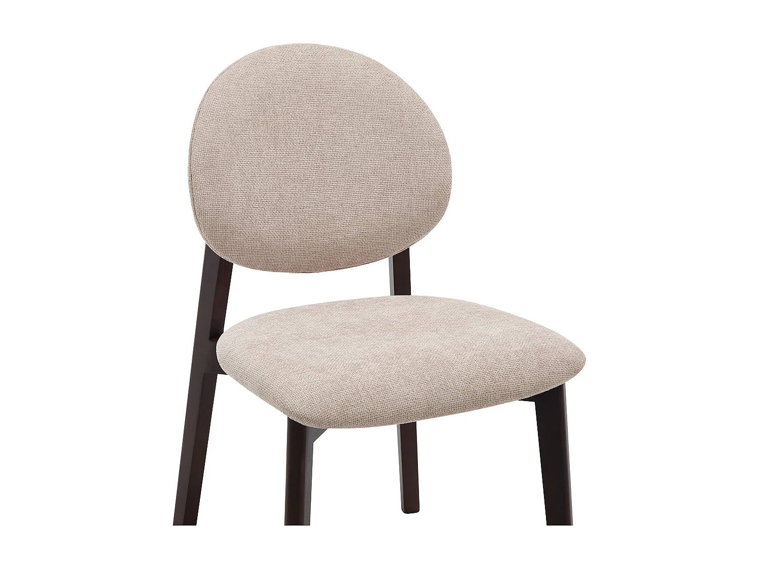 Lot de 6 chaises en tissu texturé et bois d’hévéa naturel foncé - Beige - MARLENI