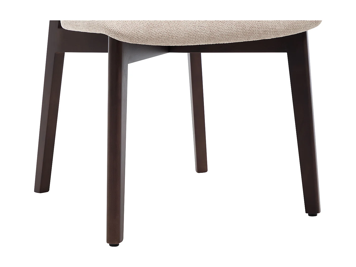 Lot de 6 chaises en tissu texturé et bois d’hévéa naturel foncé - Beige - MARLENI
