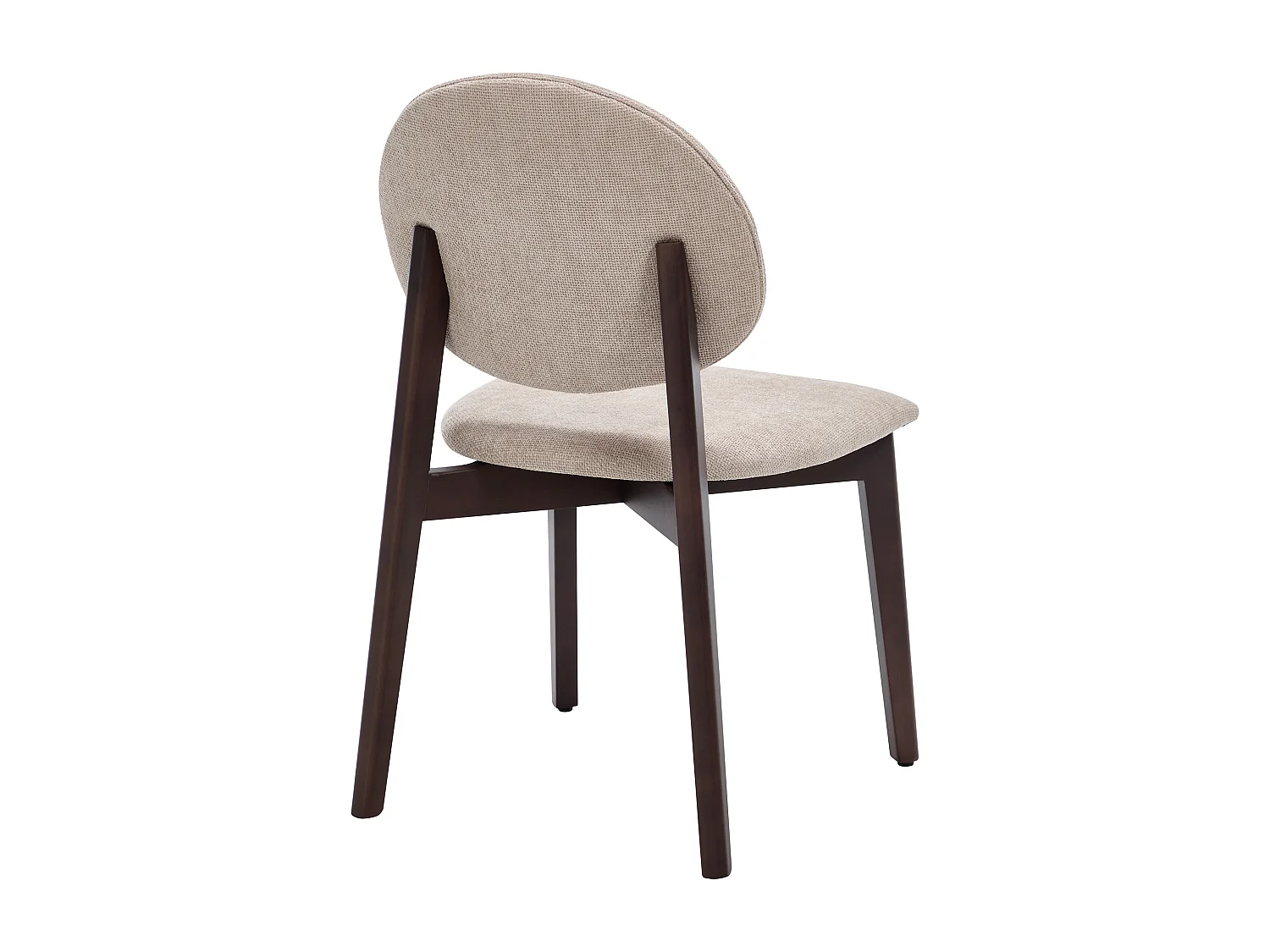 Lot de 6 chaises en tissu texturé et bois d’hévéa naturel foncé - Beige - MARLENI