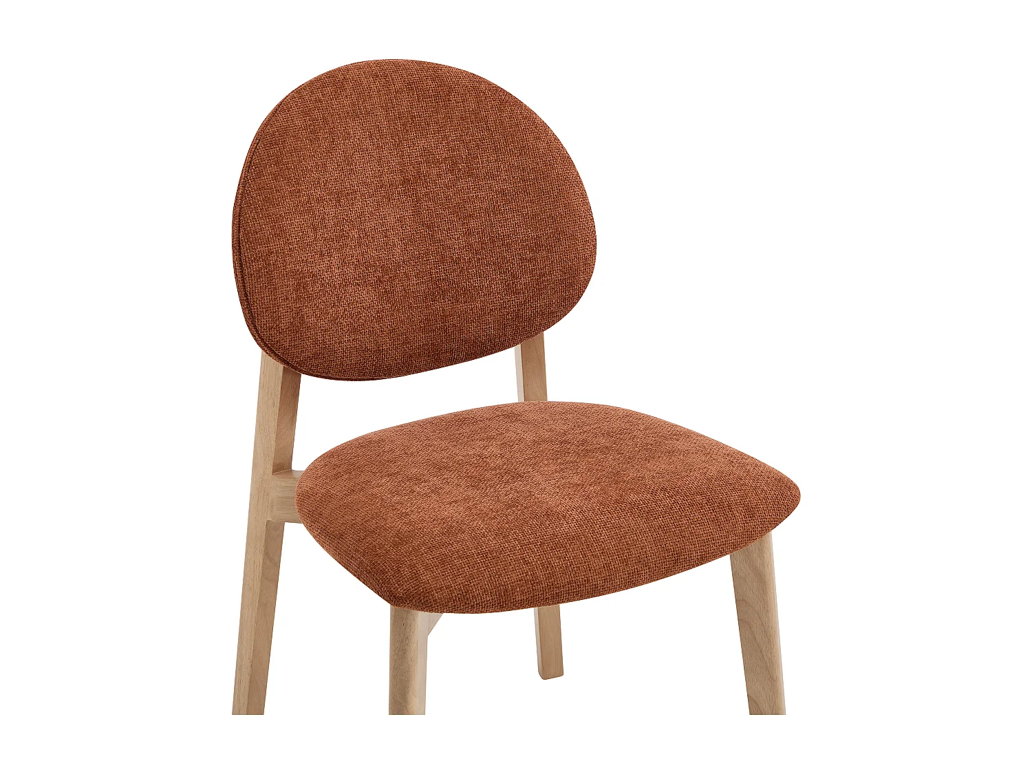 Lot de 6 chaises en tissu texturé et bois d’hévéa naturel clair - Terracotta - MARLENI