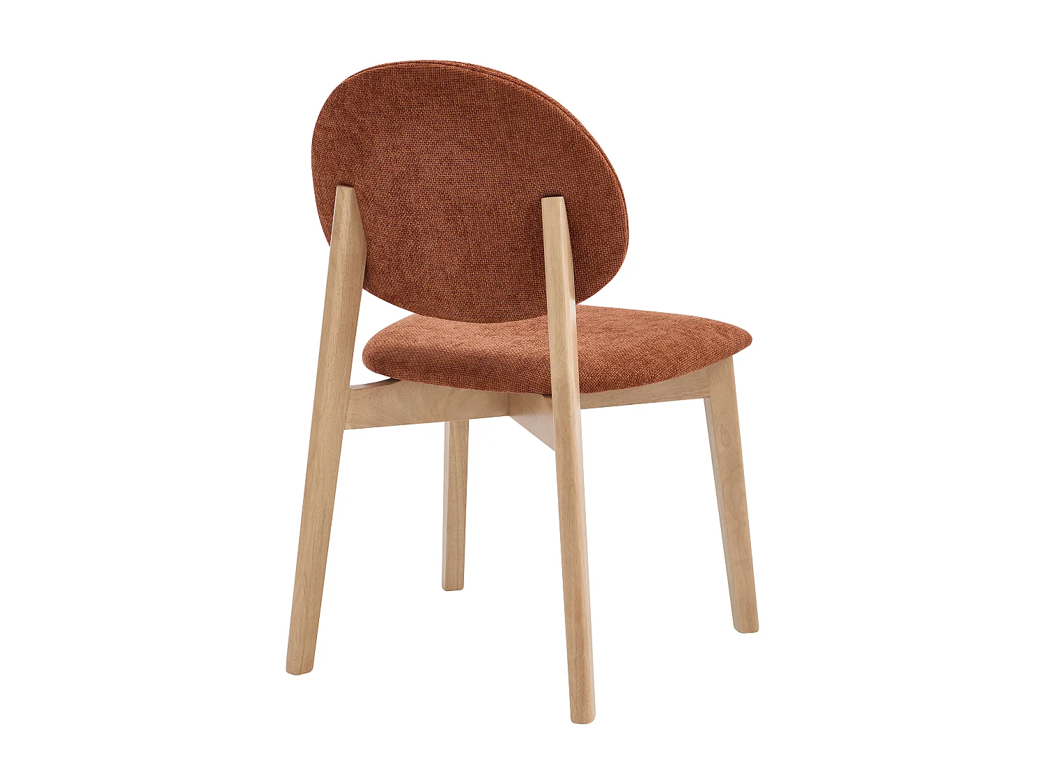 Lot de 6 chaises en tissu texturé et bois d’hévéa naturel clair - Terracotta - MARLENI