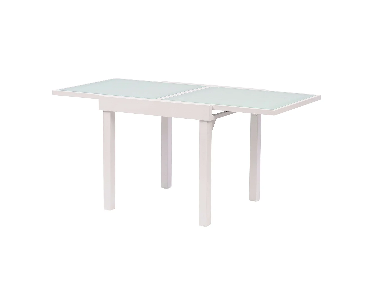 Mesa extensível para exterior, branca cristal, 90-180x90 cm