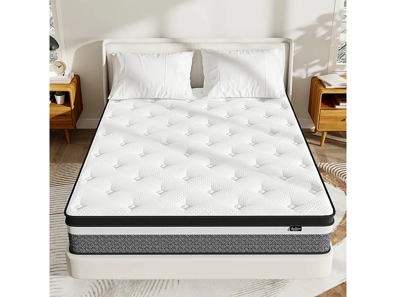 Matelas 90×200cm, Épaisseur 31cm, Matelas Ressorts, Matelas Mousse à Mémoire de Forme, Soutien Parfait, 7 Zones ergonomiques(90×200×31cm)