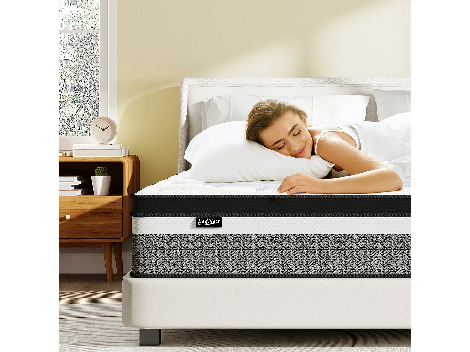 Matelas 90×200cm, Épaisseur 31cm, Matelas Ressorts, Matelas Mousse à Mémoire de Forme, Soutien Parfait, 7 Zones ergonomiques(90×200×31cm)