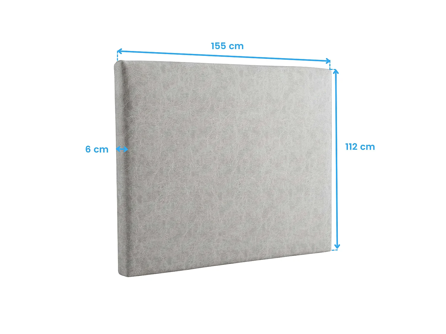 Cabeceira Magnol de 150 cm, cinza cimento, estofada lisa.