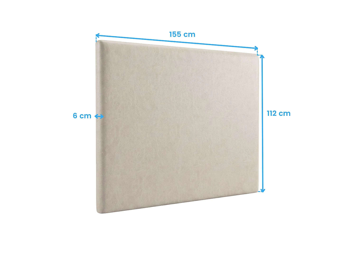 Cabeceira Magnol branca de 150 cm, estofada lisa, para cama de casal.