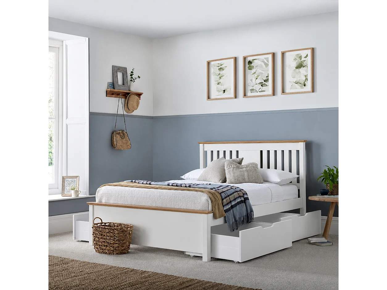 Chester White Wooden Bed Double