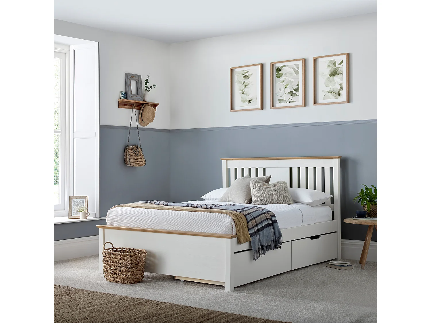 Chester White Wooden Bed Double