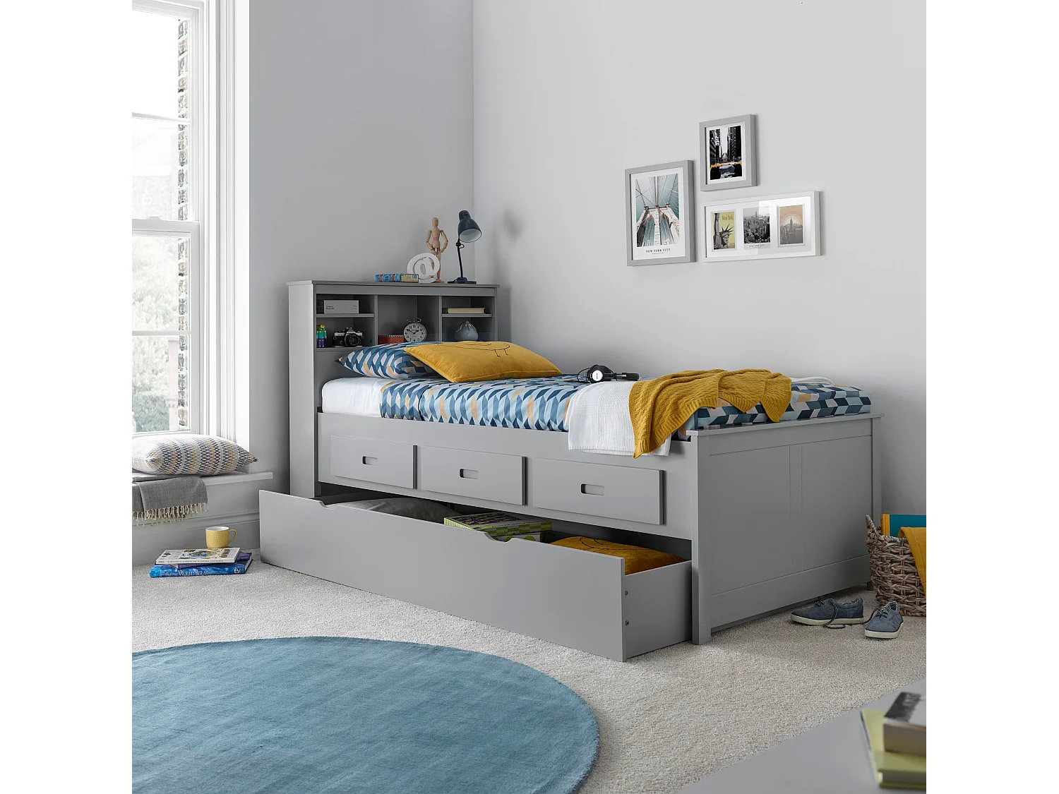 Veera Grey Guest Bed With Drawers No trundle