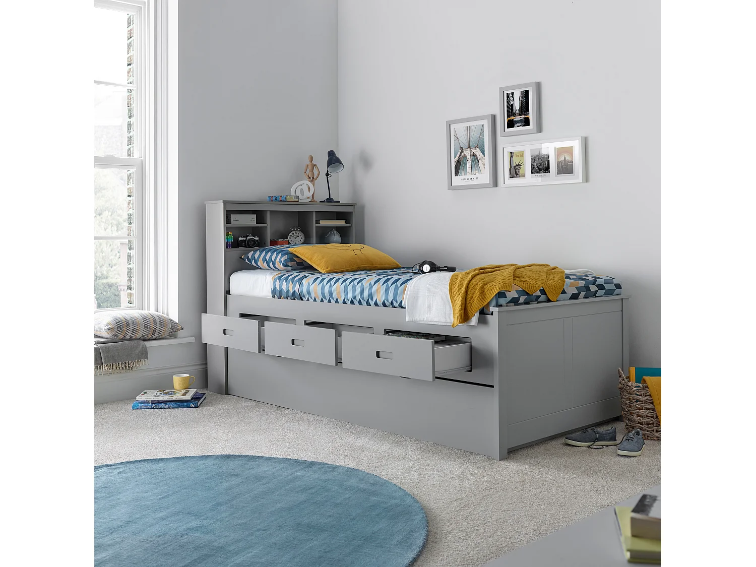 Veera Grey Guest Bed With Drawers No trundle