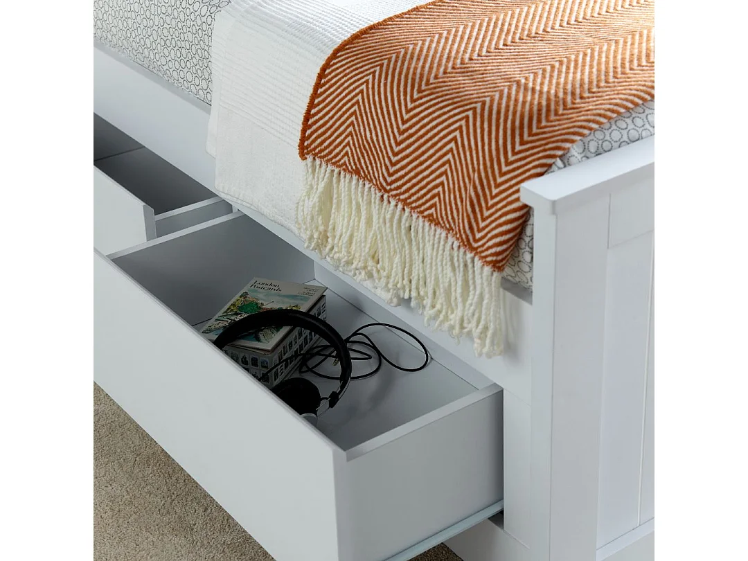 Enzo White Wooden 3 Drawer Bookcase Bed Single