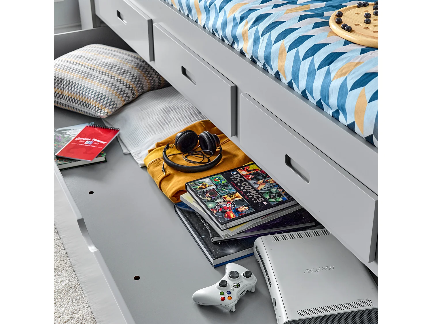 Veera Grey Guest Bed With Drawers And Trundle